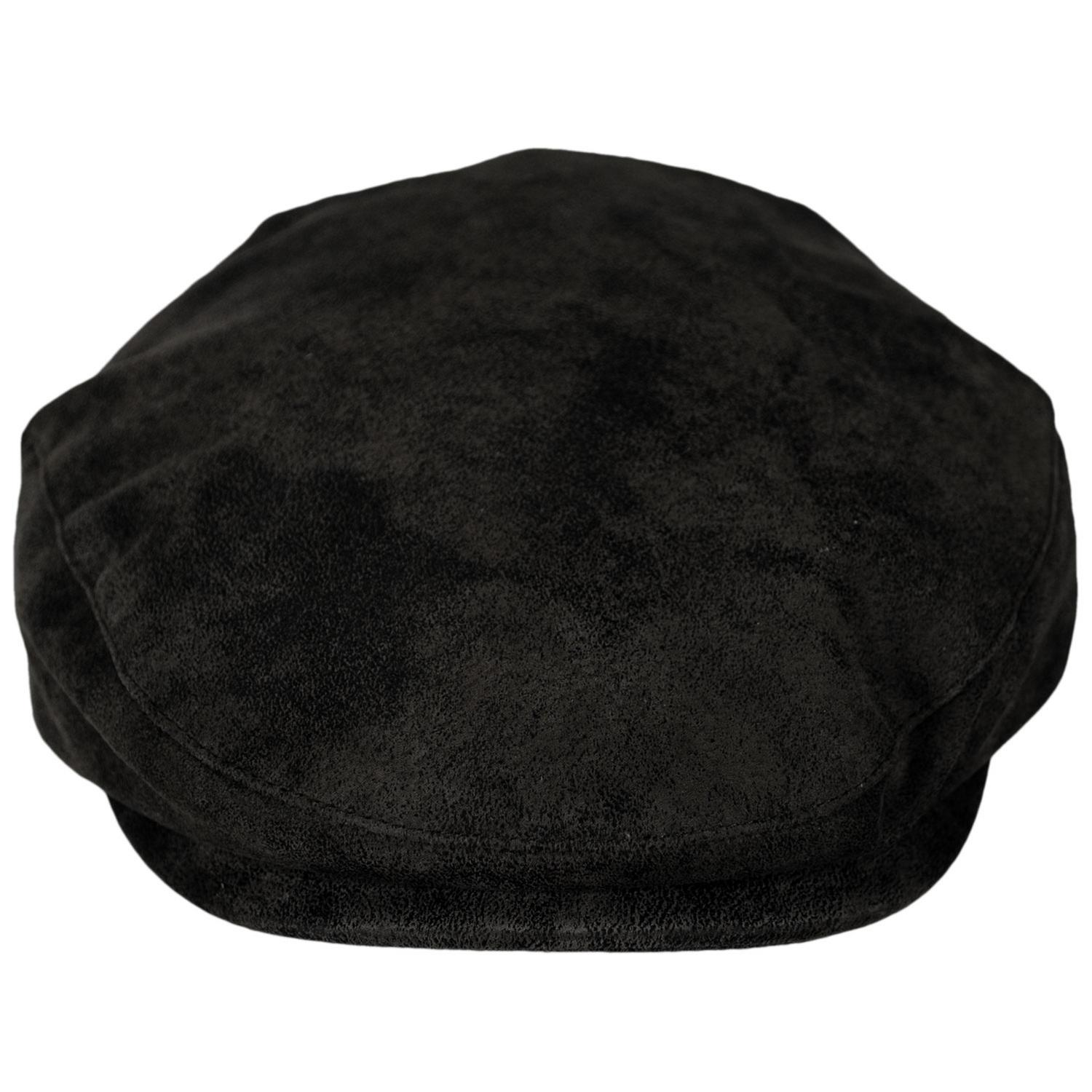 Scala | Rustic Leather Ivy Cap | 160295 | front | BLACK