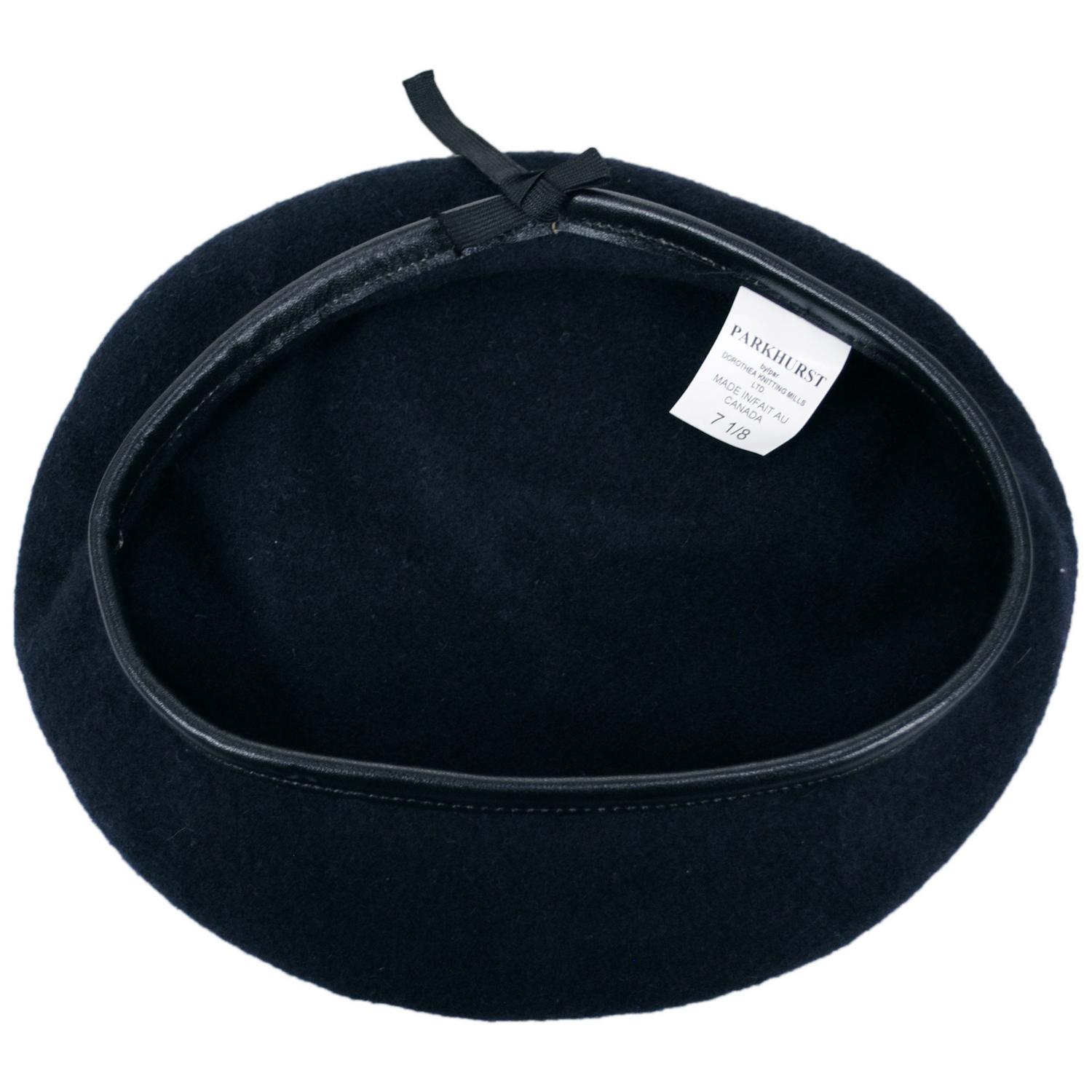 Village Hat Shop | Wool Military Beret with Lambskin Band | 151106 | under | NAVY