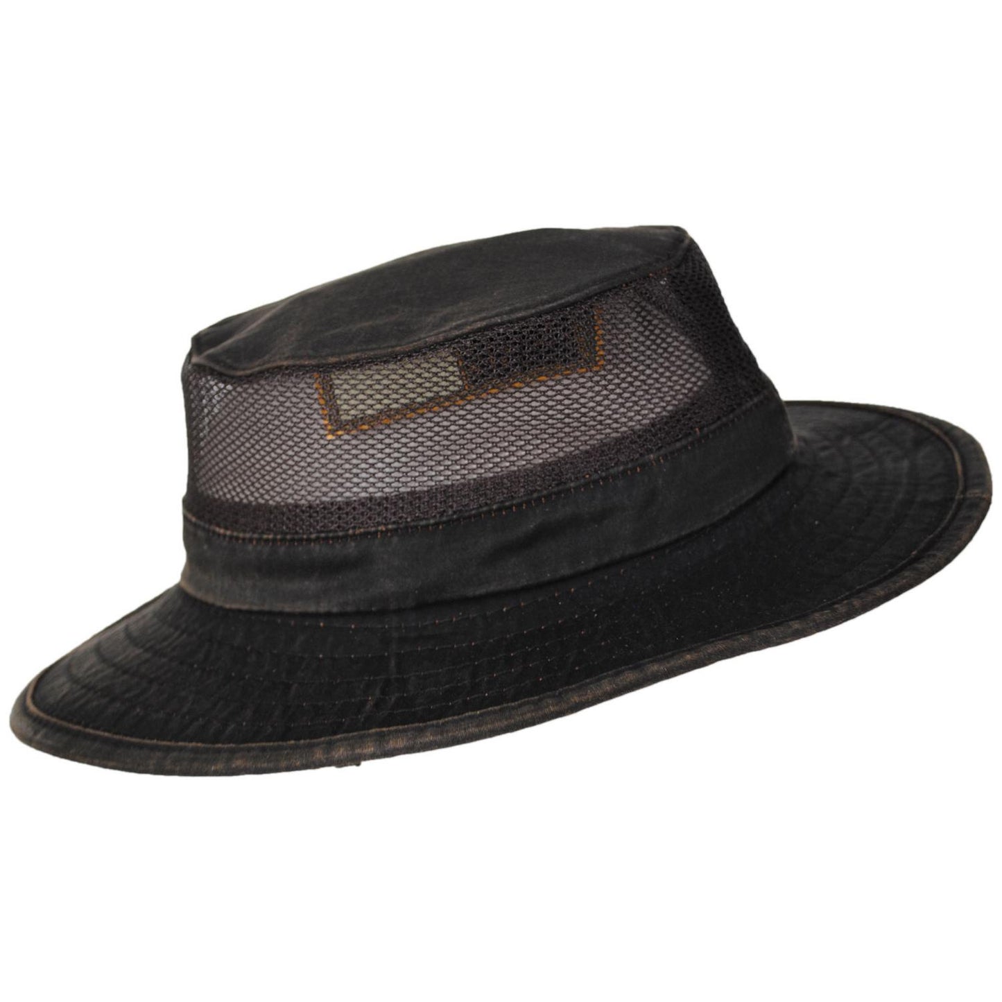 Dorfman Pacific | Weathered Cotton Mesh Boonie Hat | 400609 | profile | BROWN