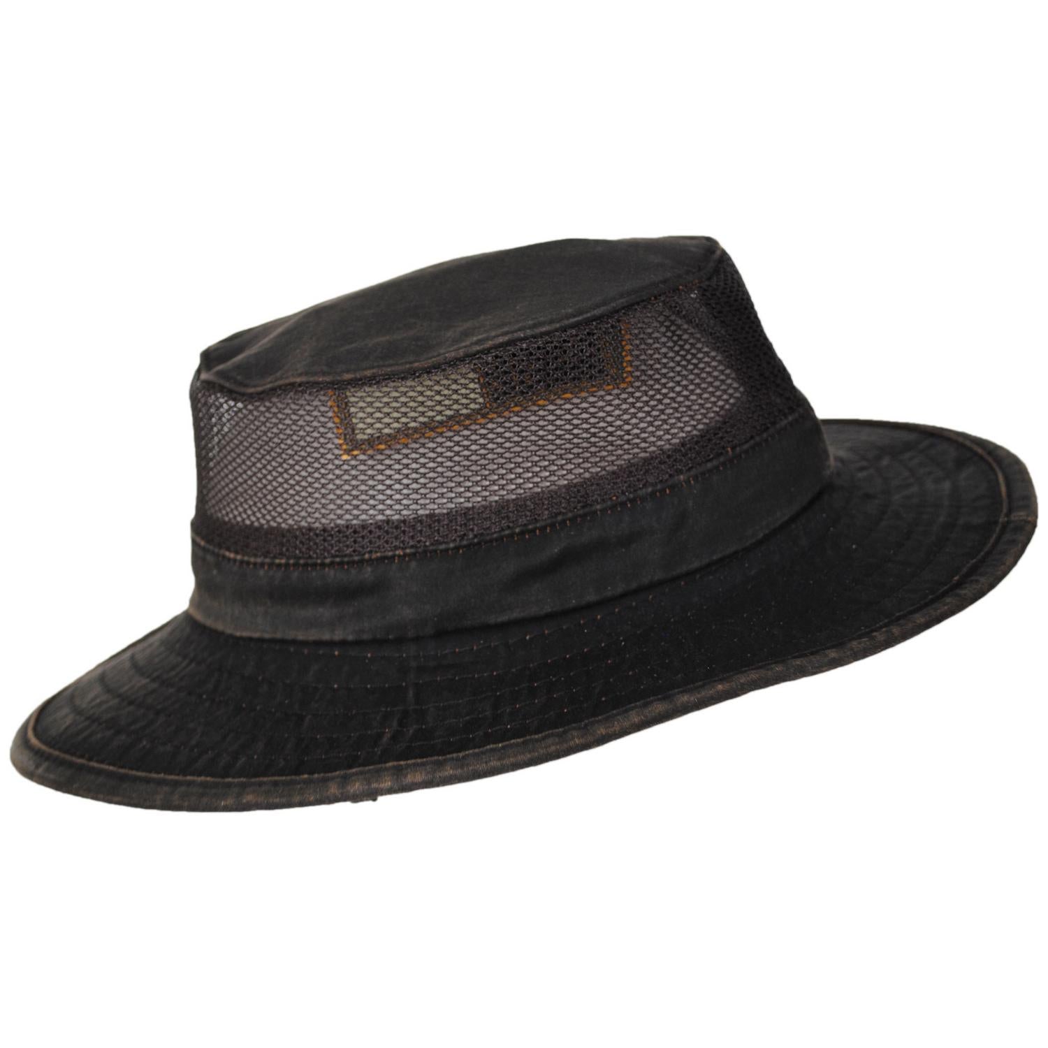 Dorfman Pacific | Weathered Cotton Mesh Boonie Hat | 400609 | profile | BROWN