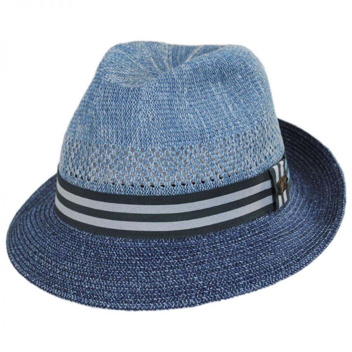 Bailey 1922 | Berle Toyo Straw Blend Fedora Hat | 127856 | lead | NAVY HEATHER