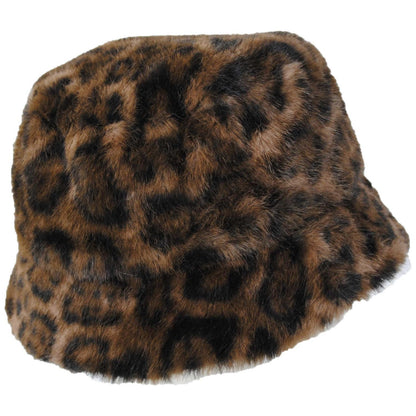 Scala | Kathy Faux Fur Leopard Bucket Hat | 106453 | profile | LEOPARD
