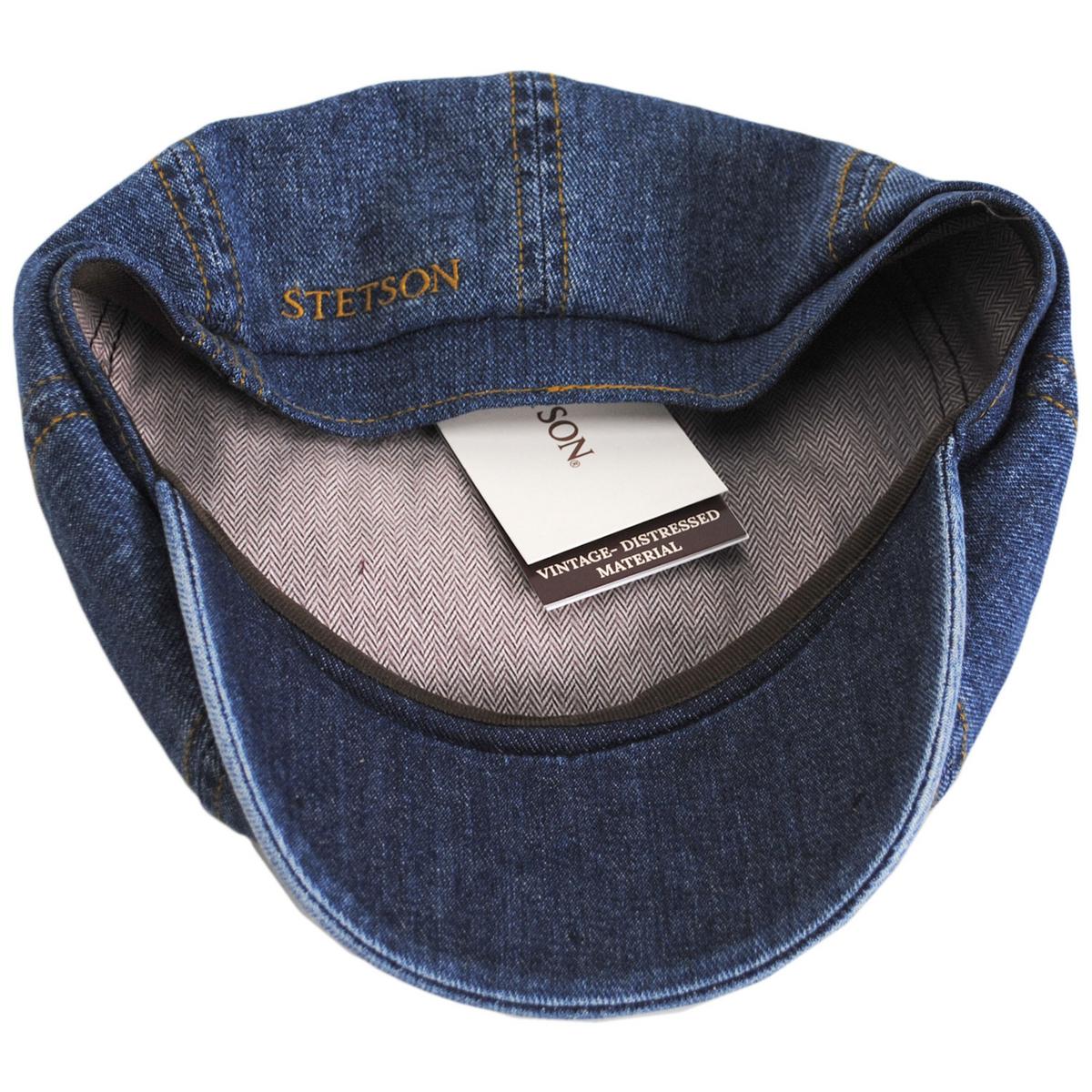 Stetson | Hatteras Cotton Denim Newsboy Cap | 160181 | under | DENIM BLUE