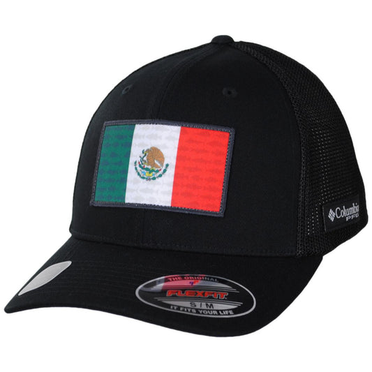 Columbia Sportswear | PFG Mexico Flag Mesh Flexfit Fitted Baseball Cap | 400163 | lead | BLACK