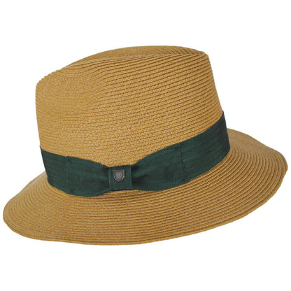 BRIXTON HATS | Roma Toyo Straw Fedora Hat | 128369 | profile | DARK TAN/PRIMAL GREEN