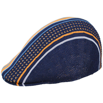 Kangol | Clubhouse Stripe 507 Ivy Cap | 161030 | profile | NAVY/ELECTRIC KUMQUAT