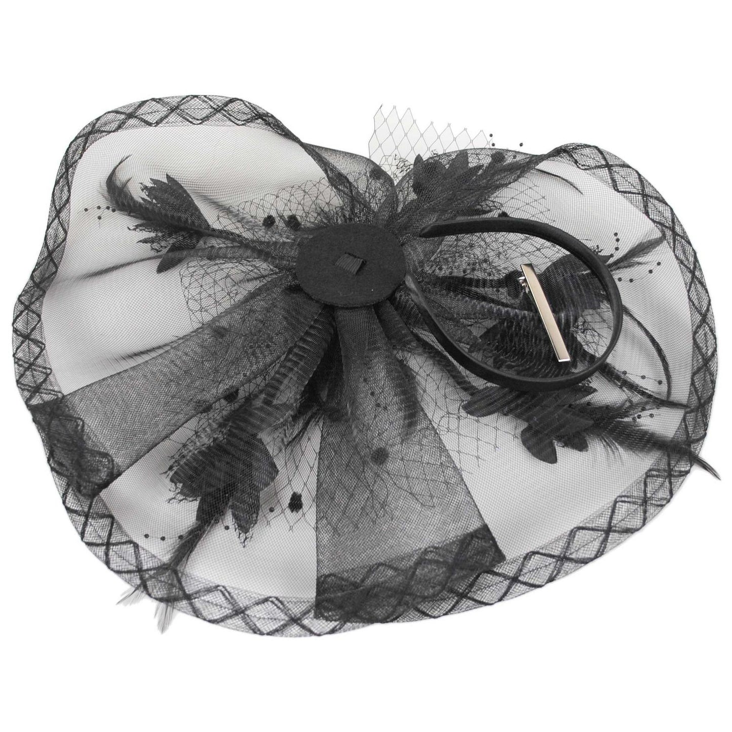 Sophia | Floral Feathered Mesh Fascinator Hat | 122906 | under | BLACK