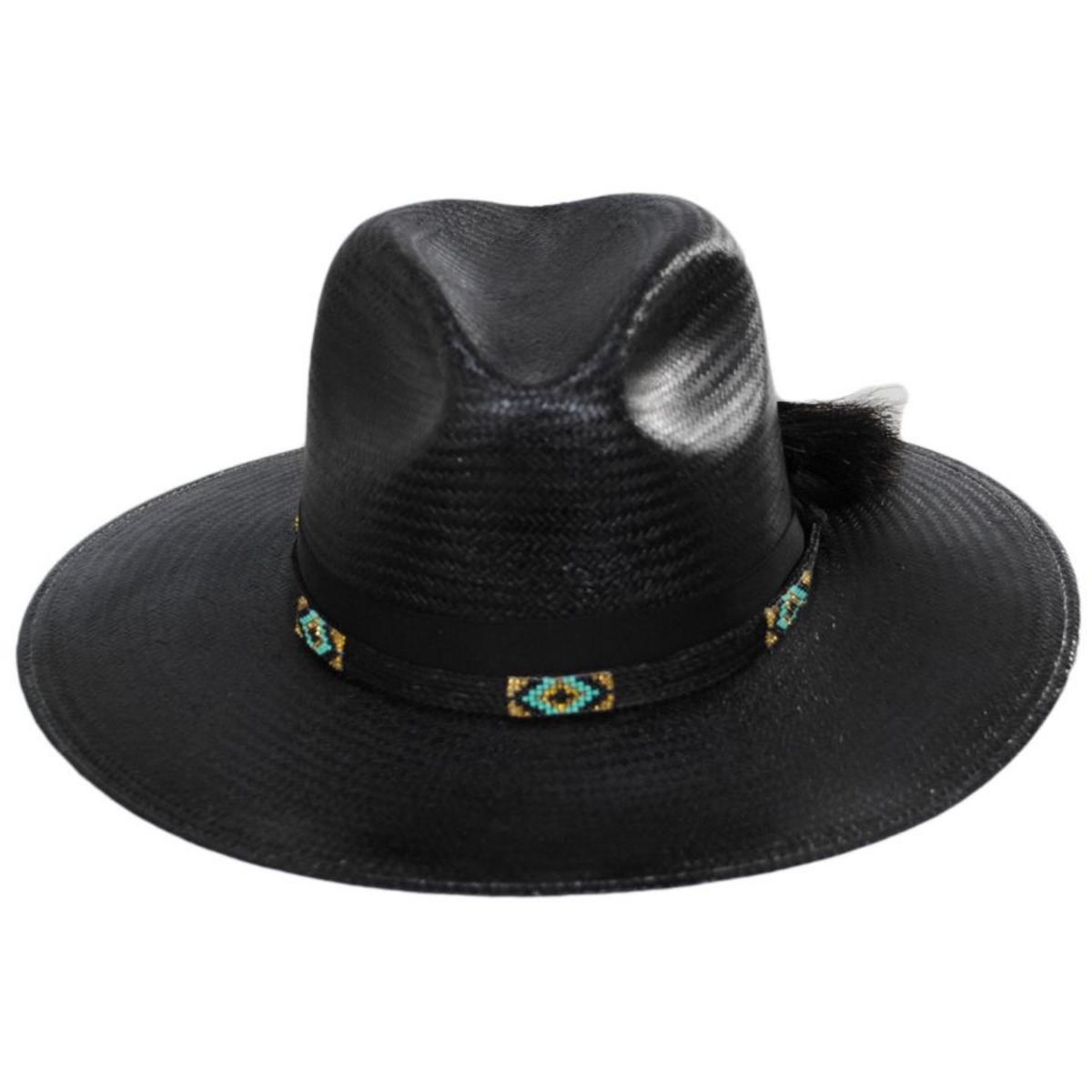 Stetson | Helix Shantung Straw Fedora Hat | 127042 | front | BLACK