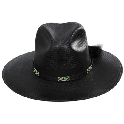 Stetson | Helix Shantung Straw Fedora Hat | 127042 | front | BLACK