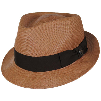 Bigalli | Boston Panama Straw Trilby Fedora Hat | 129202 | lead | PUTTY