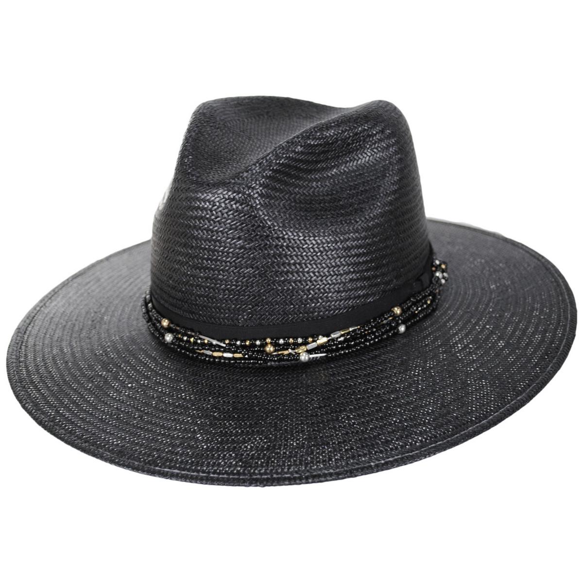 Stetson | Kambra Shantung Straw Fedora Hat | 127057 | lead | BLACK