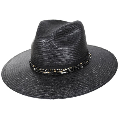 Stetson | Kambra Shantung Straw Fedora Hat | 127057 | lead | BLACK