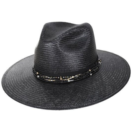 Stetson | Kambra Shantung Straw Fedora Hat | 127057 | lead | BLACK