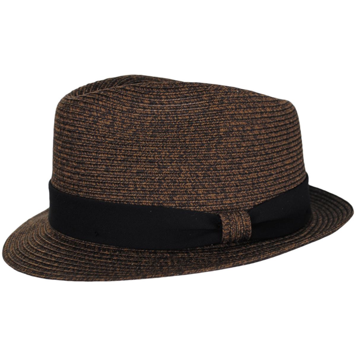 Bigalli | Street Style Poly Braid Stingy Brim Fedora Hat | 129253 | profile | CHOCOLATE