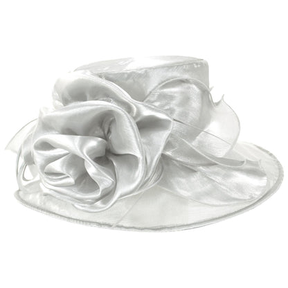 Sophia | Grand Rose Organza Dress Hat | 122963 | lead | WHITE