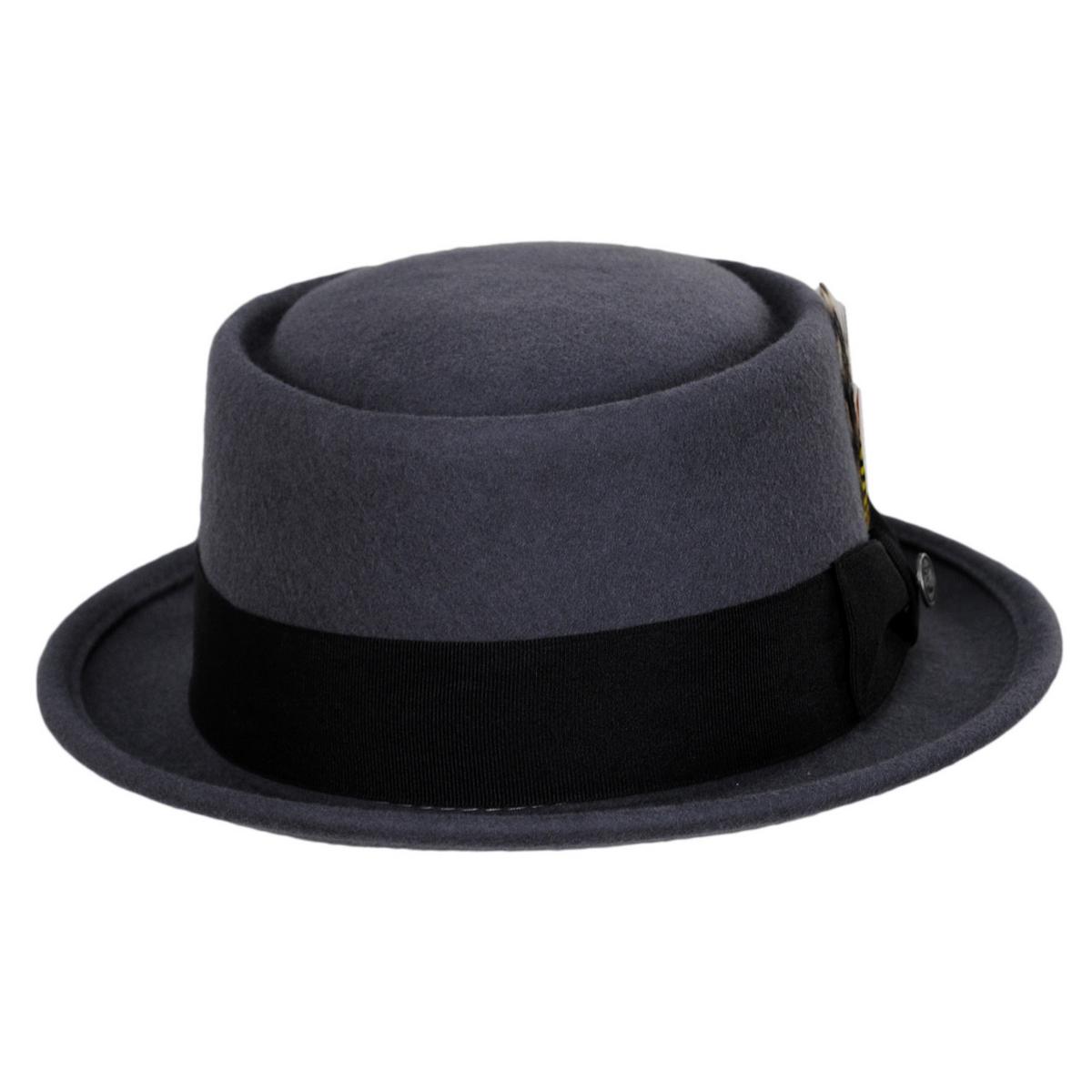 Jaxon Hats | Wholesale Wool Felt Pork Pie Hat B2B Pre-Pack | B2B135065 | front | GREY