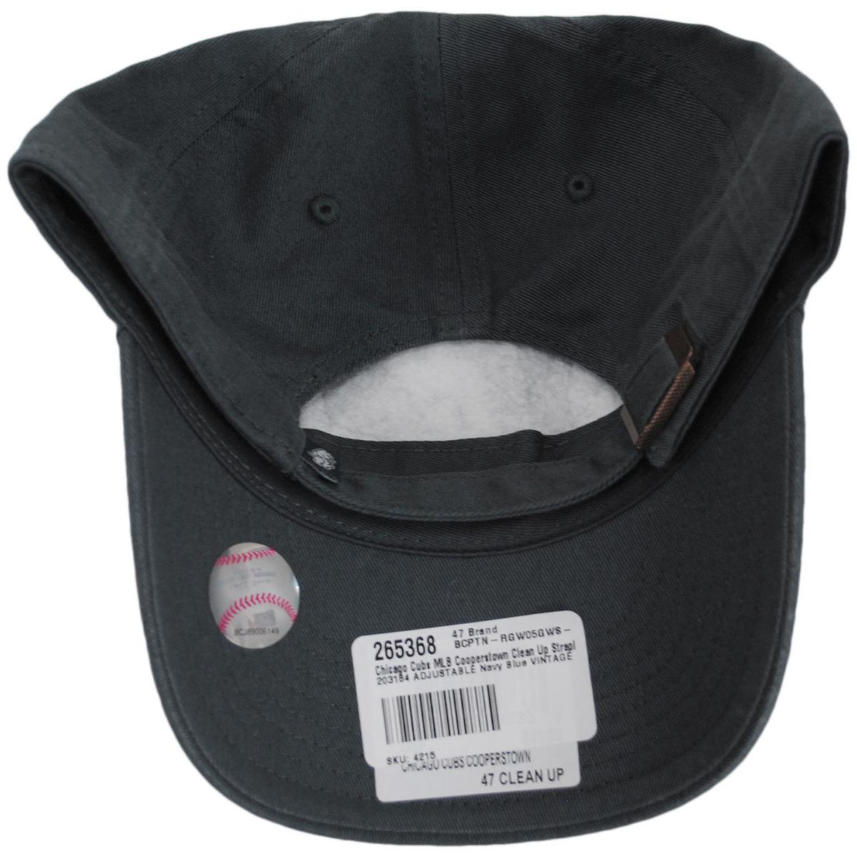47 Brand | Chicago Cubs MLB Cooperstown Clean Up Strapback Baseball Cap Dad Hat | 203184 | under | VINTAGE NAVY