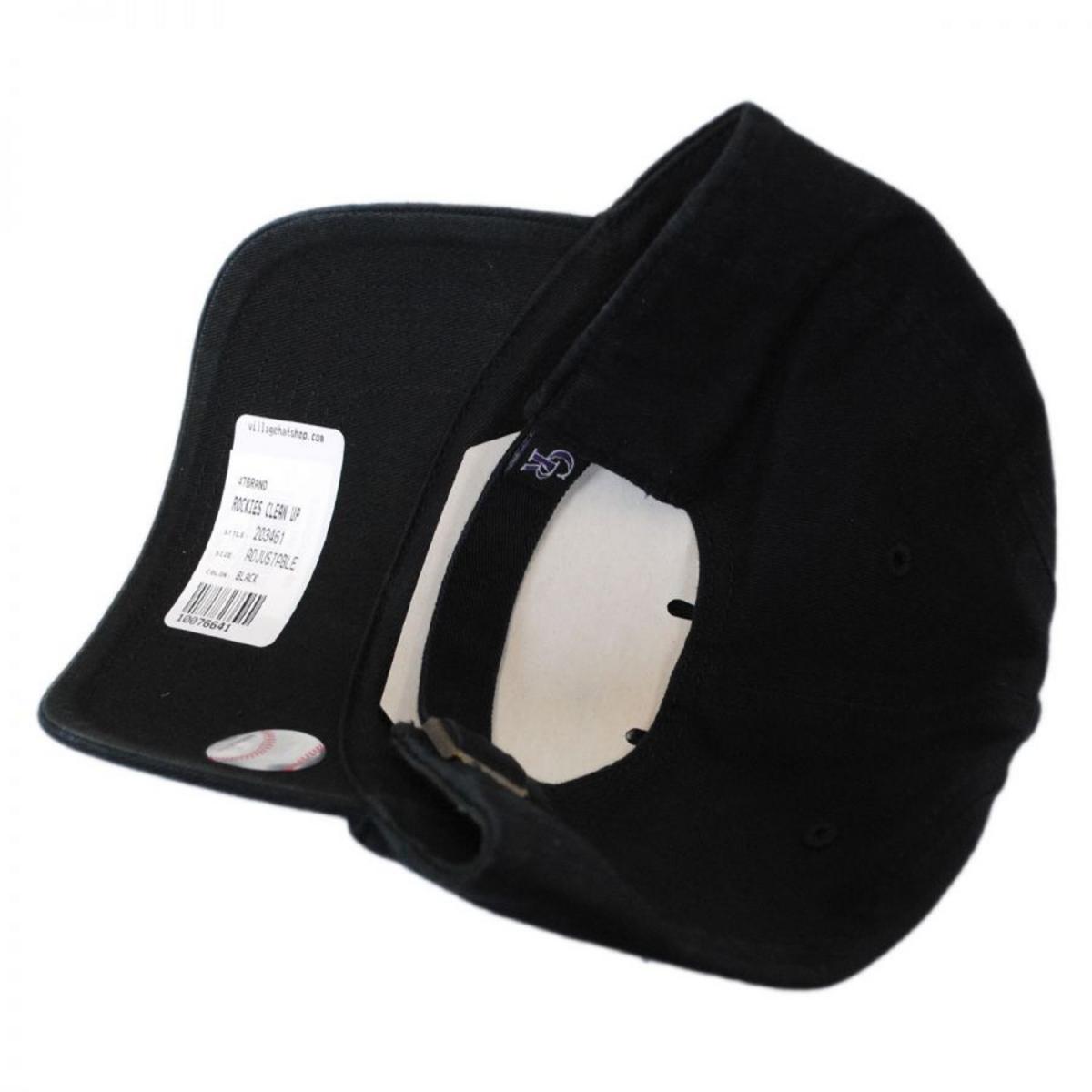47 Brand | Colorado Rockies MLB Clean Up Strapback Baseball Cap Dad Hat | 203461 | front | BLACK