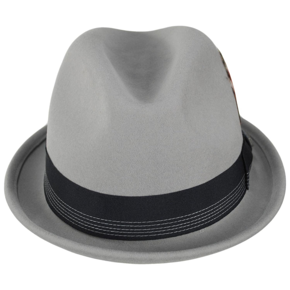BRIXTON HATS | Gain Wool Felt Fedora Hat | 135600 | front | LIGHT GREY/MIDNIGHT