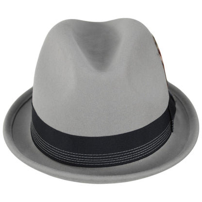 BRIXTON HATS | Gain Wool Felt Fedora Hat | 135600 | front | LIGHT GREY/MIDNIGHT