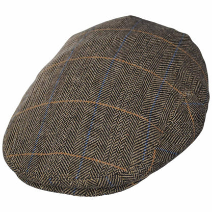 Jaxon Hats | Croydon Herringbone Plaid Wool Blend Ivy Cap | 167748 | lead | TAN
