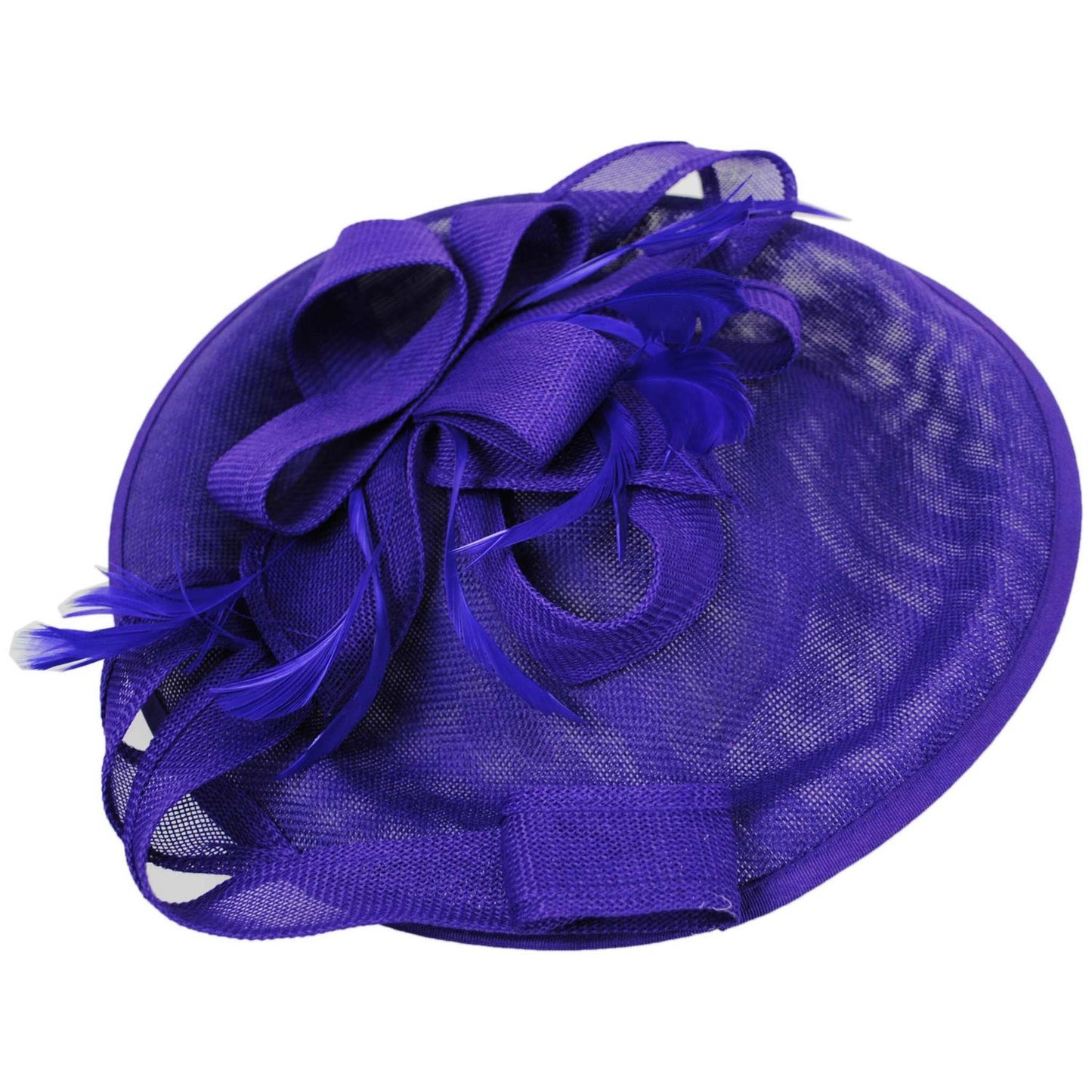 Sophia | Ribbon & Flax Linen Fabric Fascinator Hat | 122904 | lead | PURPLE