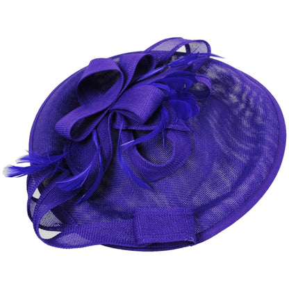 Sophia | Ribbon & Flax Linen Fabric Fascinator Hat | 122904 | lead | PURPLE