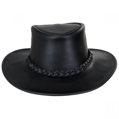 Jaxon Hats | Crusher Leather Outback Hat | 147202 | front | BLACK