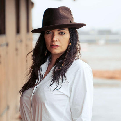 Jaxon Hats | C-Crown Crushable Wool Felt Fedora Hat | 135003 | lsftwo | BROWN
