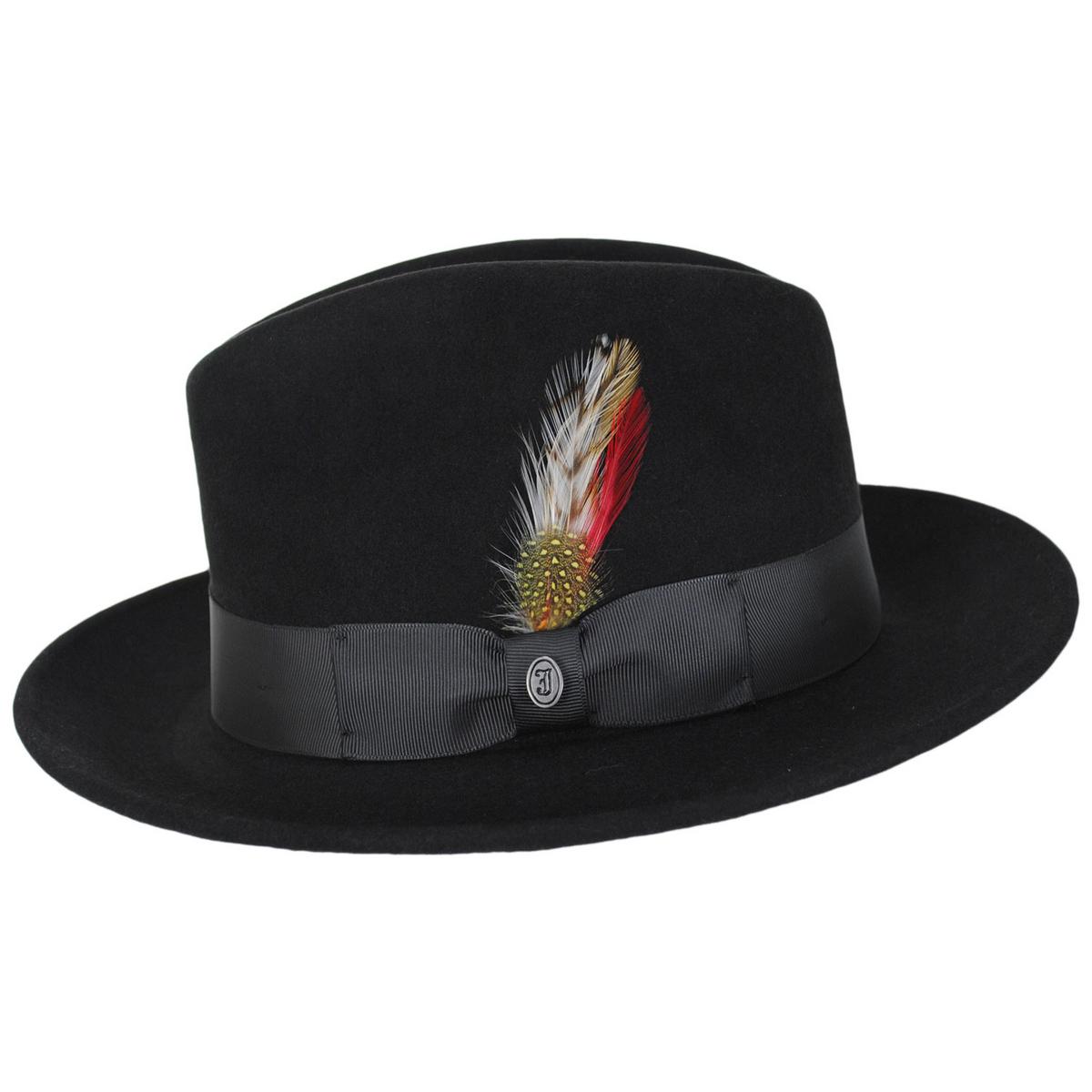 Jaxon Hats | Crosby Fur Felt Fedora Hat | 132070 | profile | BLACK