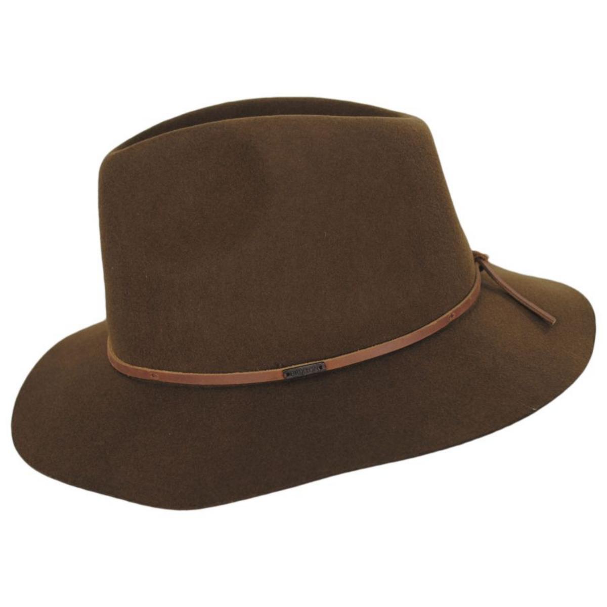 BRIXTON HATS | Wesley Packable Wool Felt Fedora Hat - Coffee | 135638COF | profile | COFFEE