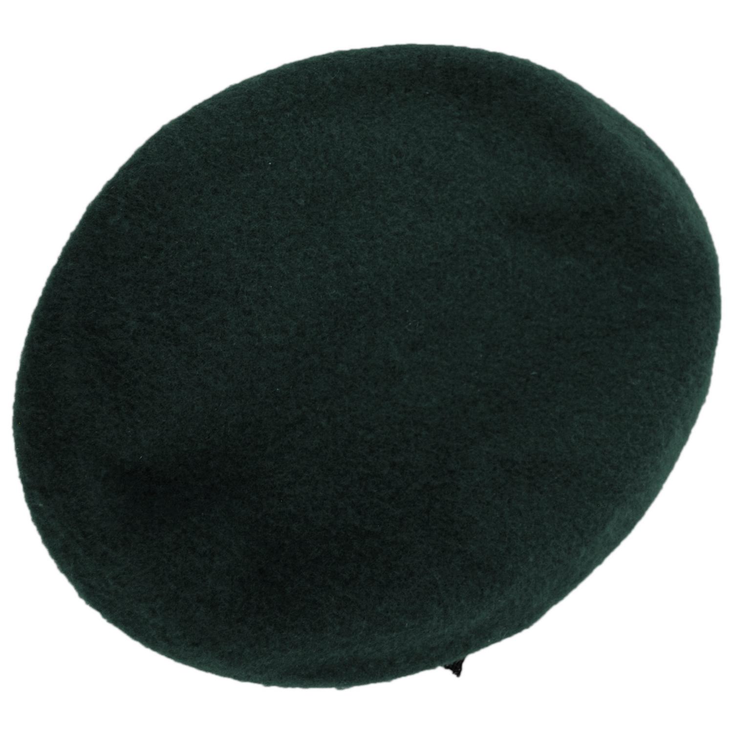 Village Hat Shop | Wool Military Beret with Lambskin Band | 151106 | top | GREEN
