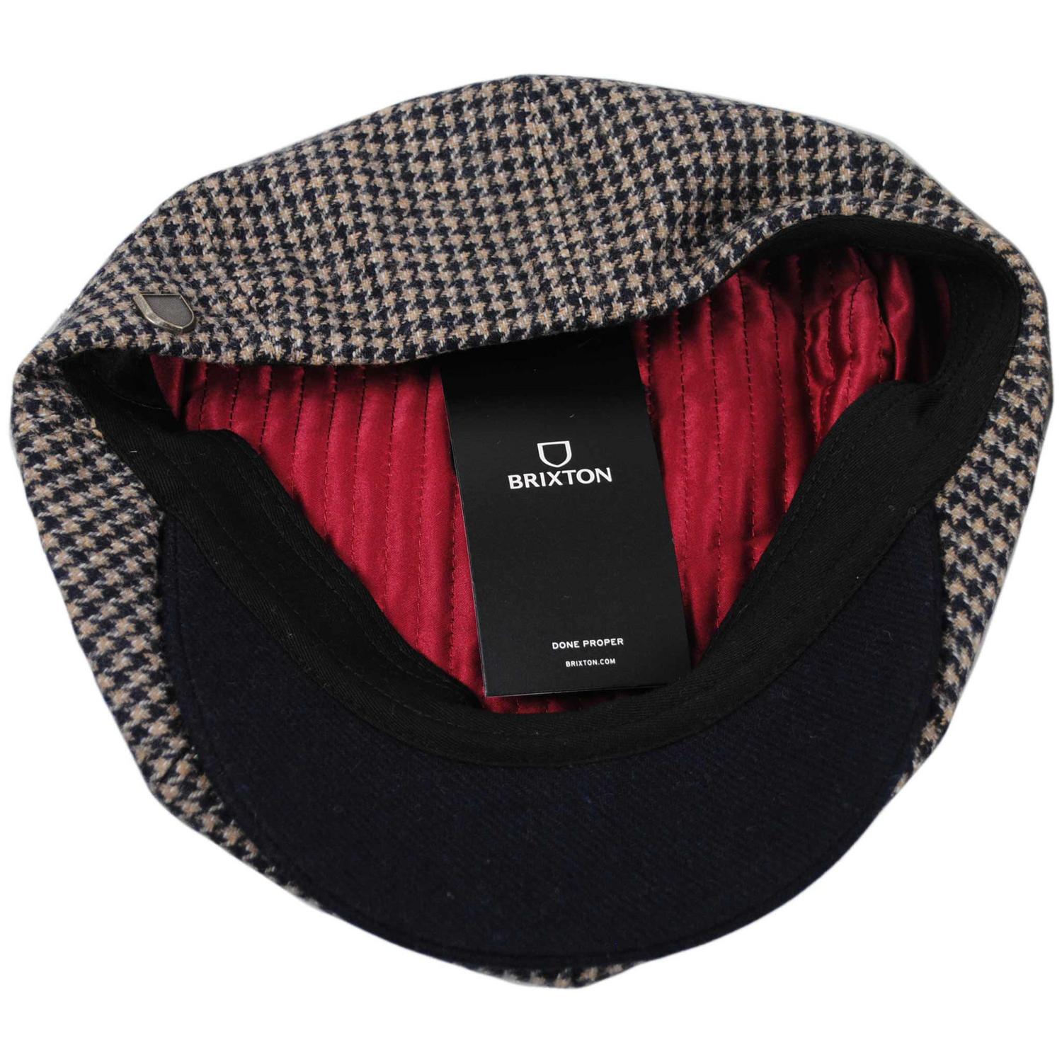BRIXTON HATS | Brood Wool Houndstooth Newsboy Cap | 161581 | under | NAVY/SAND HOUNDSTOOTH