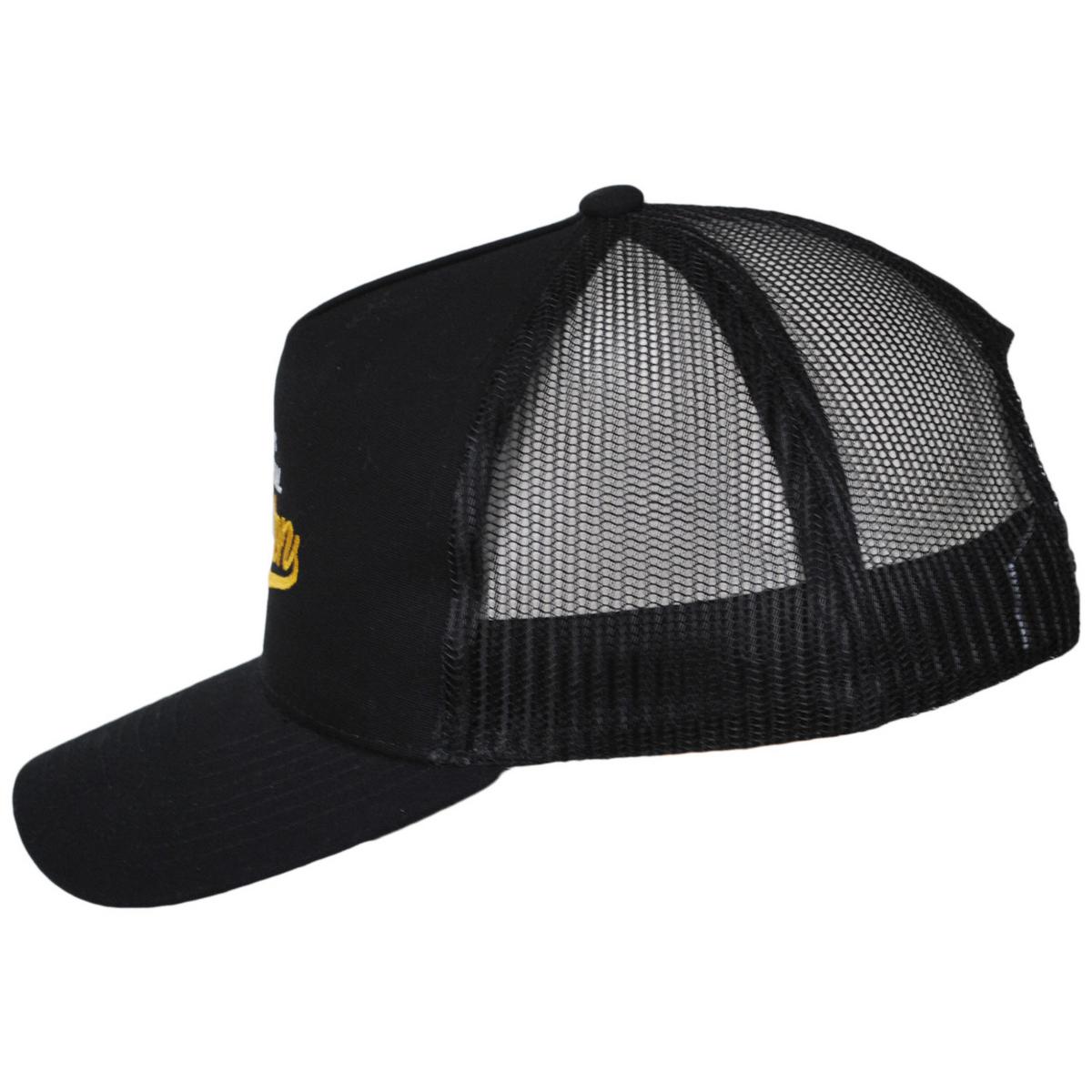 BRIXTON HATS | Postal C Netplus Mesh Trucker Snapback Baseball Cap | 201830 | profile | BLACK/BLACK