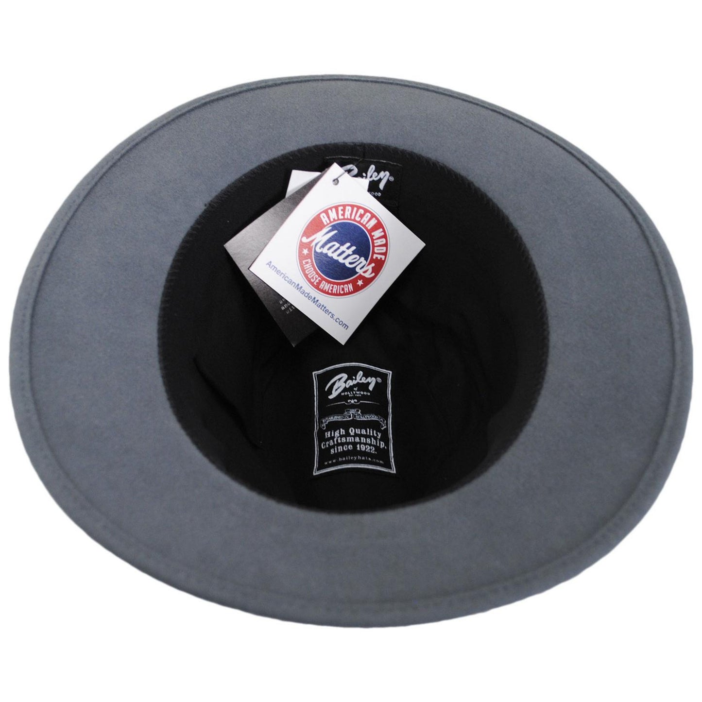 Bailey 1922 | Brandt Lanolux Wool Felt Fedora Hat - Bluestone | 130061BS | under | BLUESTONE