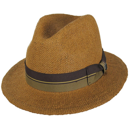 BRIXTON HATS | Roma Bangora Straw Fedora Hat | 128362 | lead | COFFEE