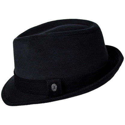 Jaxon Hats | Corduroy C-Crown Trilby Fedora Hat | 142307 | profile | BLACK