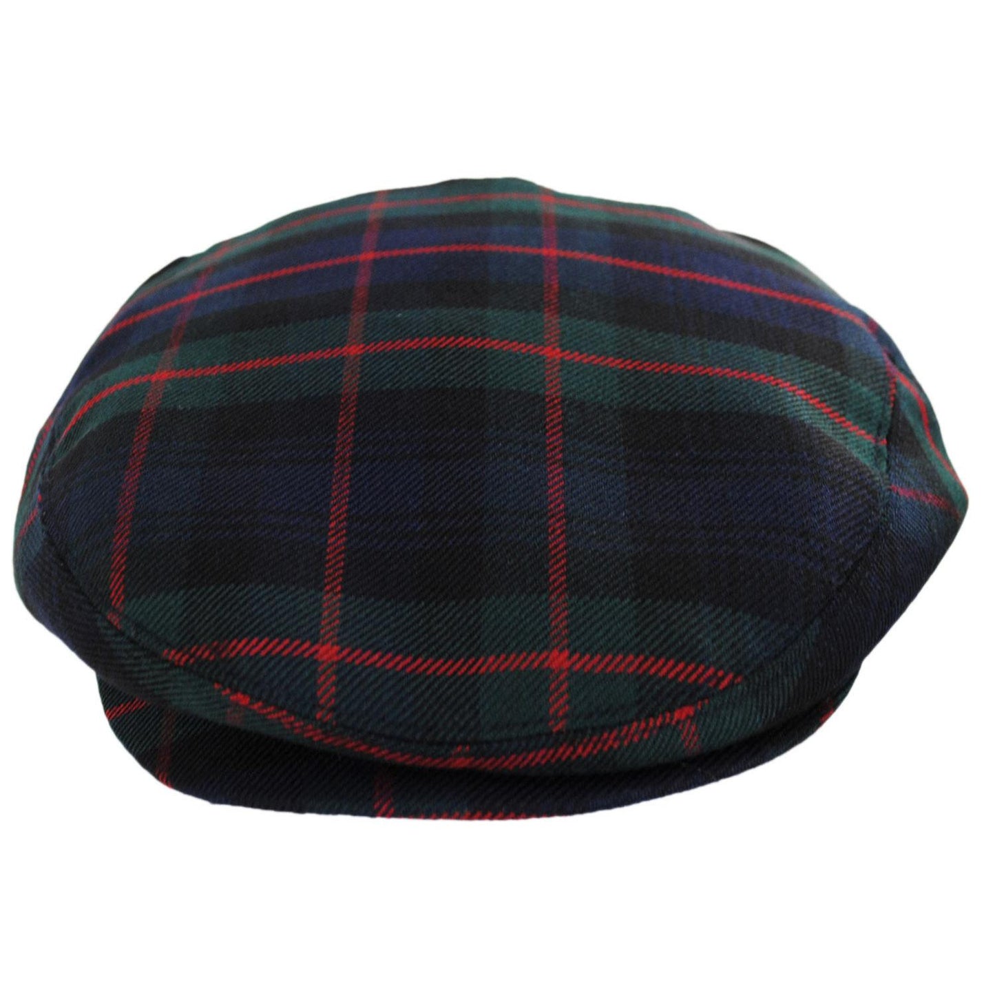 Baskerville Hat Company | Pelham Plaid Wool Ivy Cap | 167662 | front | GREEN/BLACK