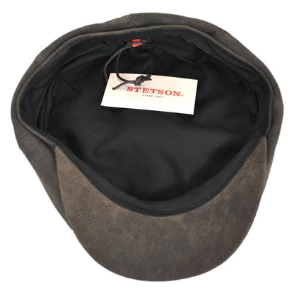 Scala | Rustic Leather Newsboy Cap | 160294 | under | BROWN