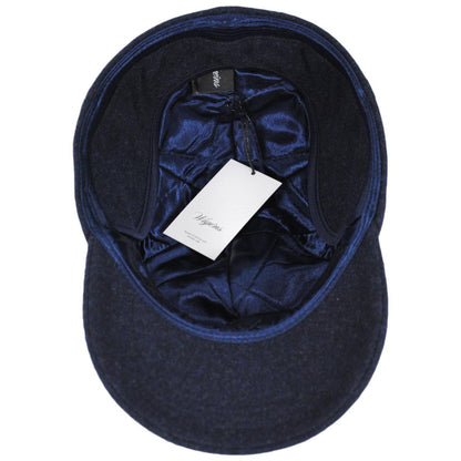 Wigens Caps | Melton Wool Earflap Baseball Cap | 223005 | under | BLUE MELANGE