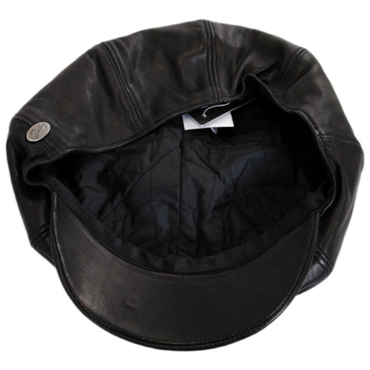 Bailey 1922 | Noclin Leather Newsboy Cap | 167128 | under | BLACK