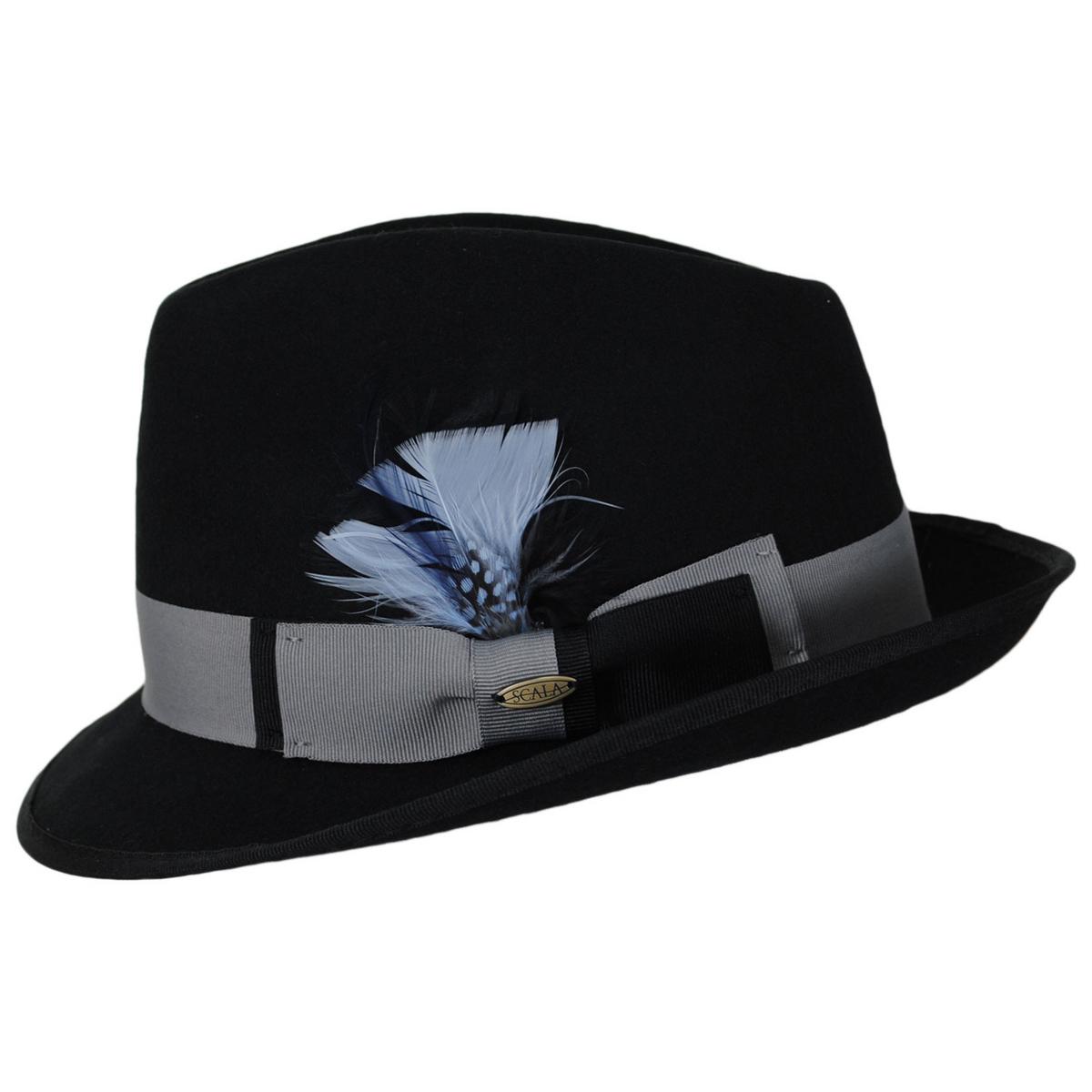 Scala | Wallen Crushable Wool Felt Fedora Hat | 130555 | profile | BLACK