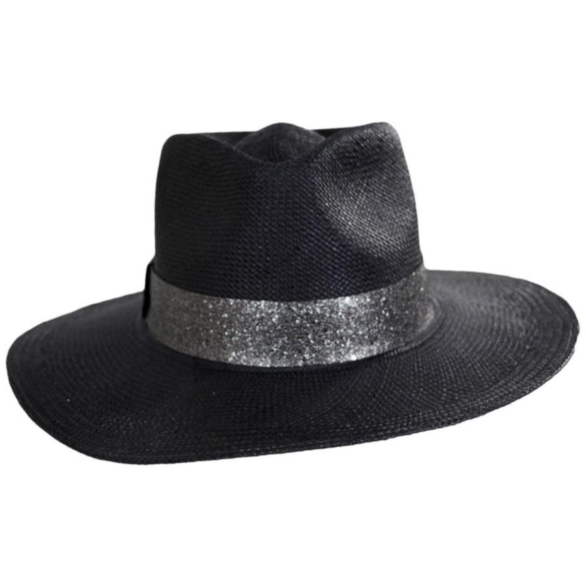 Bigalli | Onyx Panama Straw Fedora Hat | 104711 | front | BLACK