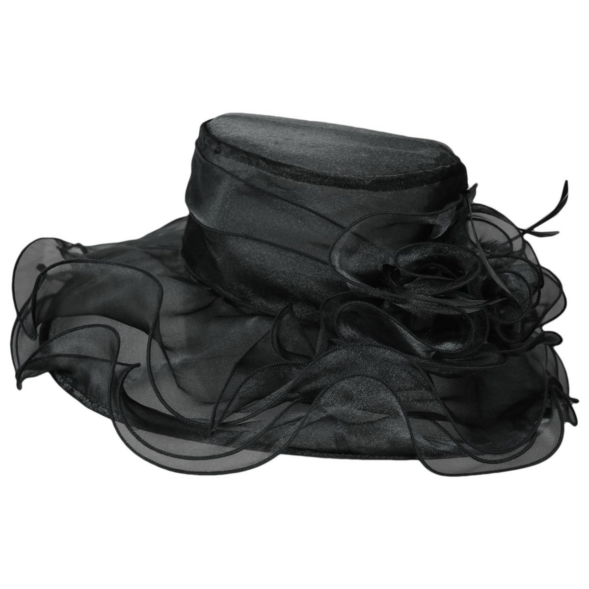 Jeanne Simmons | Iridescent Organza Boater Hat | 120739 | profile | BLACK