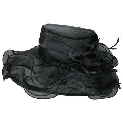 Jeanne Simmons | Iridescent Organza Boater Hat | 120739 | profile | BLACK