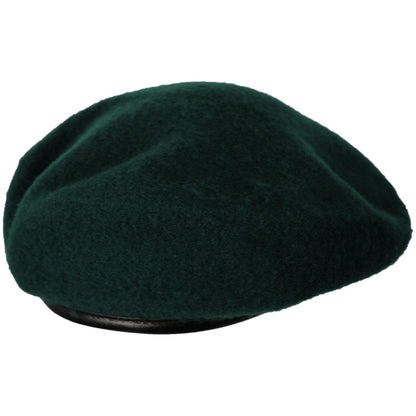 Village Hat Shop | Wool Military Beret with Lambskin Band | 151106 | lead | GREEN