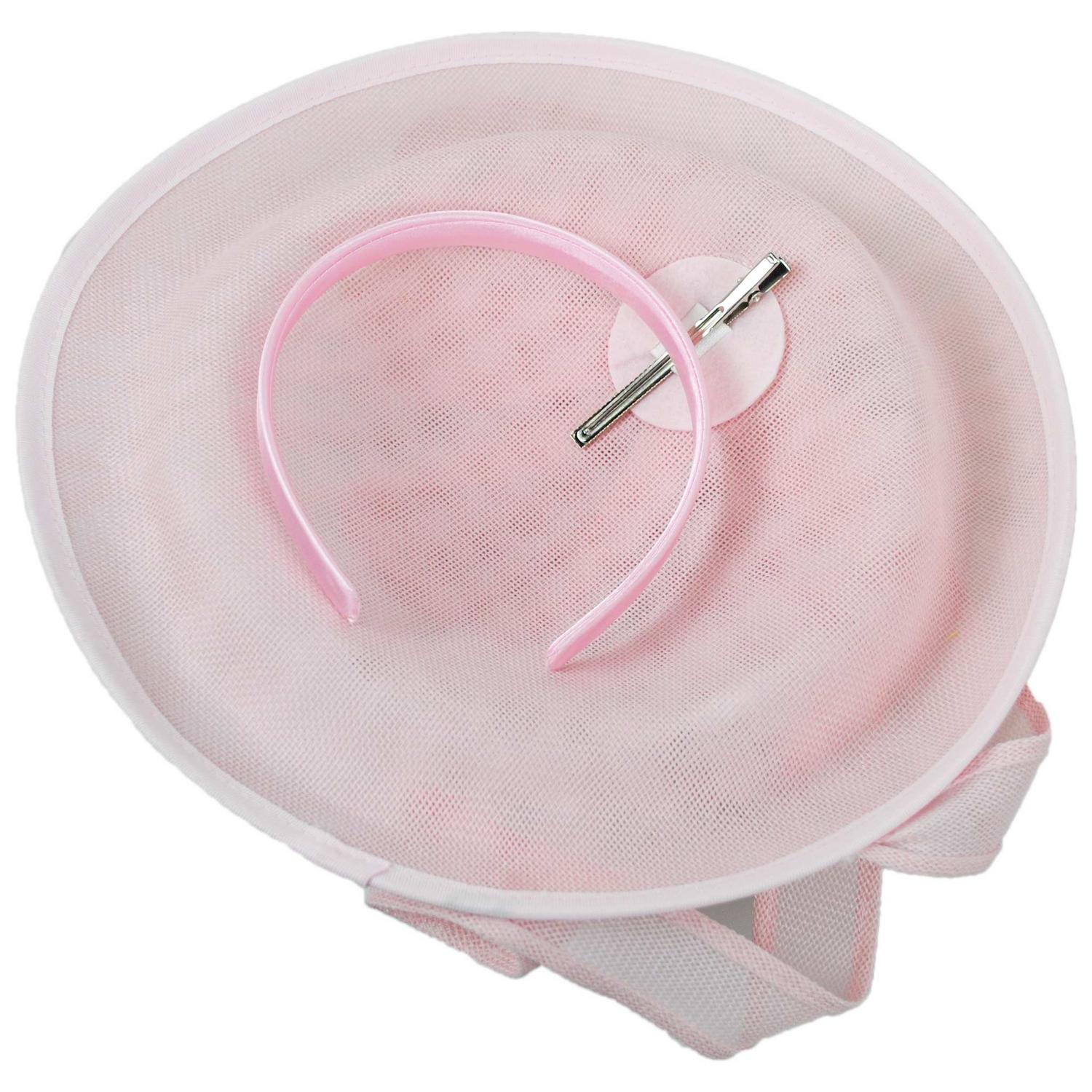 Sophia | Ribbon & Flax Linen Fabric Fascinator Hat | 122904 | under | PINK