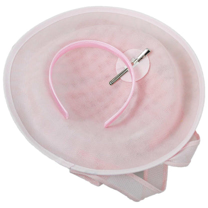 Sophia | Ribbon & Flax Linen Fabric Fascinator Hat | 122904 | under | PINK