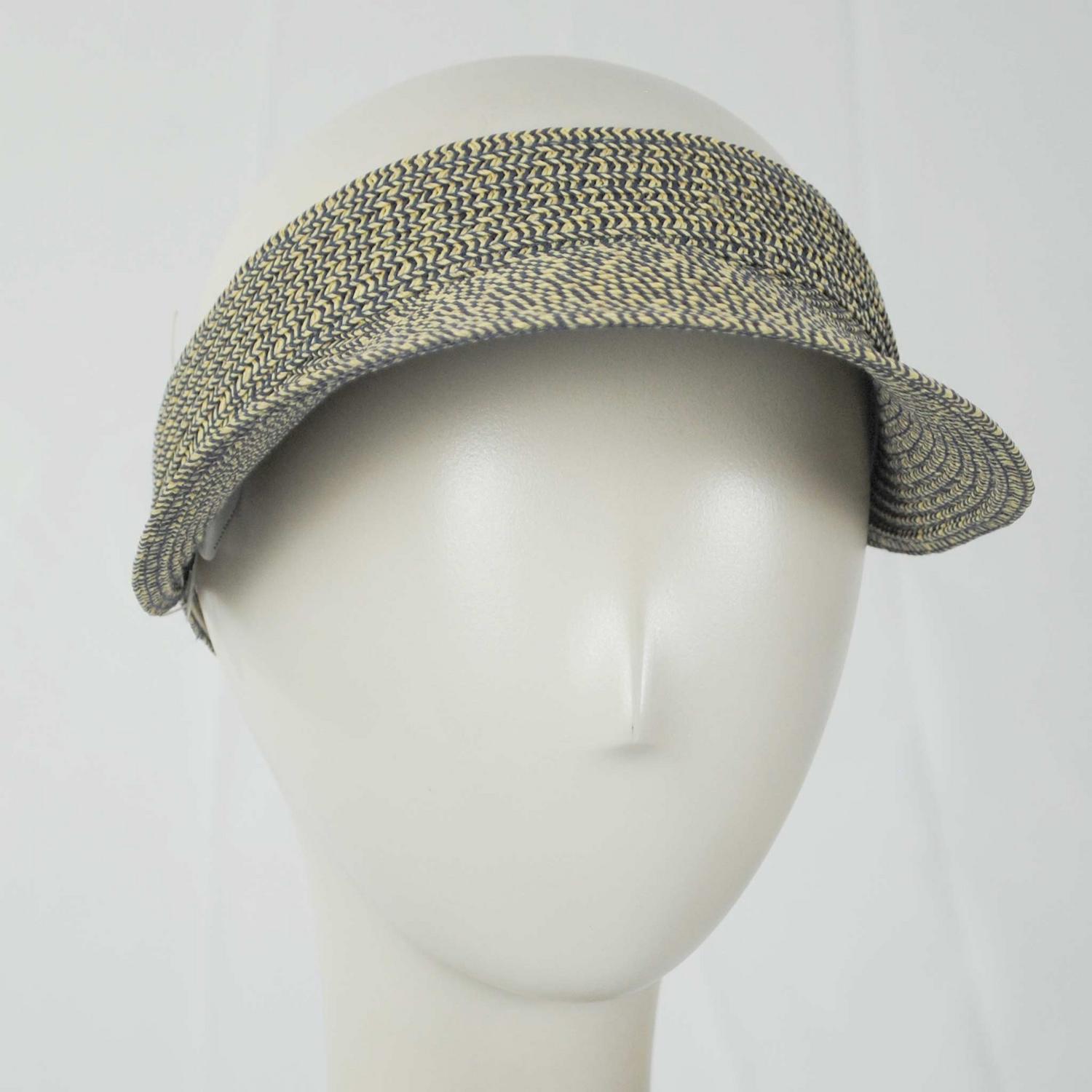 Jeanne Simmons | Toyo Braid Straw Tweed Visor Hat | 196207 | front | NAVY TWEED