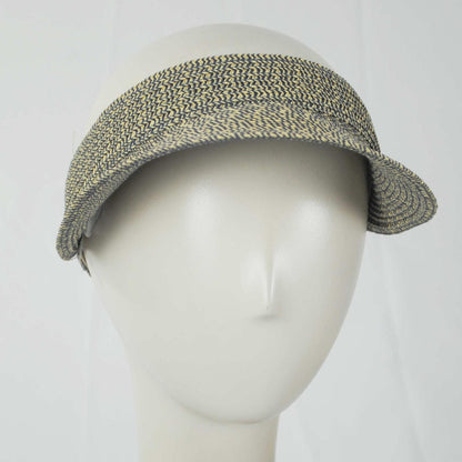 Jeanne Simmons | Toyo Braid Straw Tweed Visor Hat | 196207 | front | NAVY TWEED